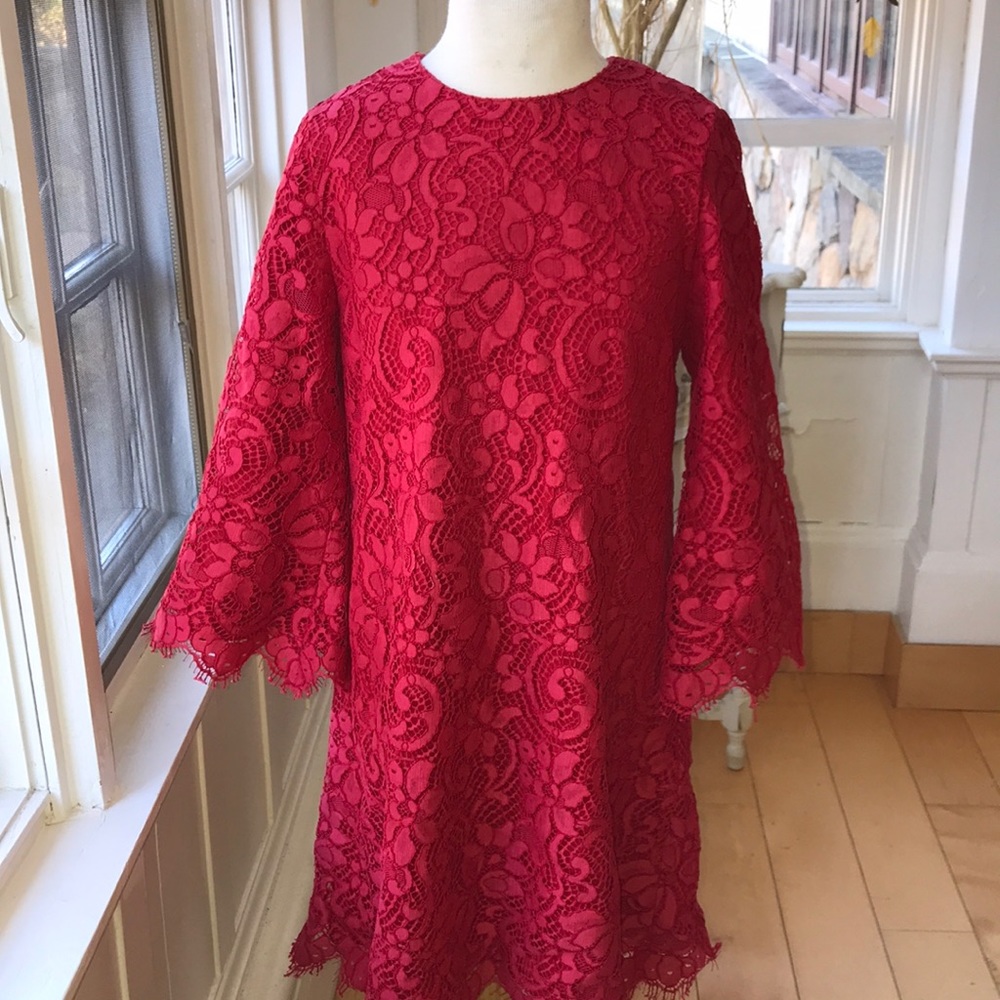 Dolce & Gabbana girls red lace dress